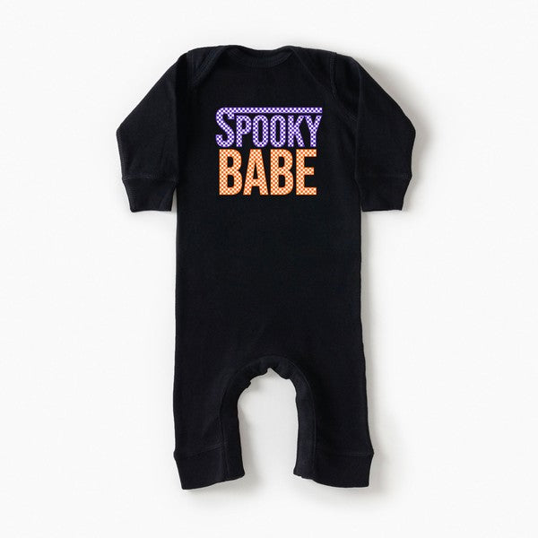 Spooky Babe Checkered Baby Graphic Romper