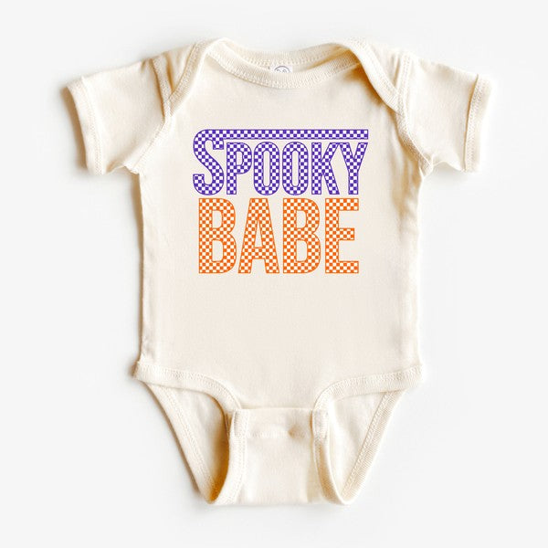 Spooky Babe Checkered Baby Graphic Onesie