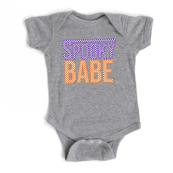 Spooky Babe Checkered Baby Graphic Onesie