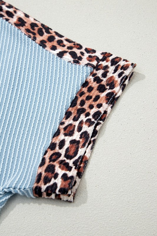 Leopard Trim Textured Lounge Set