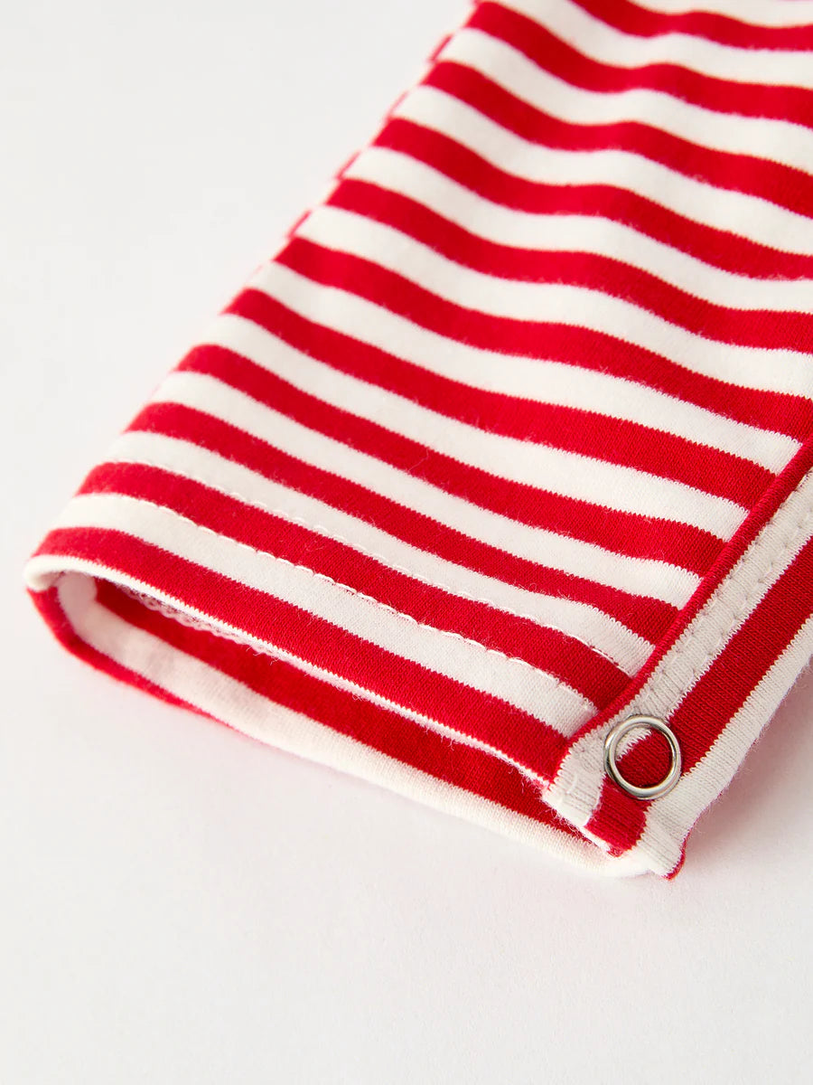 Christmas Candy Cane Smocking Embroidery Striped Baby Boys Romper baby romper