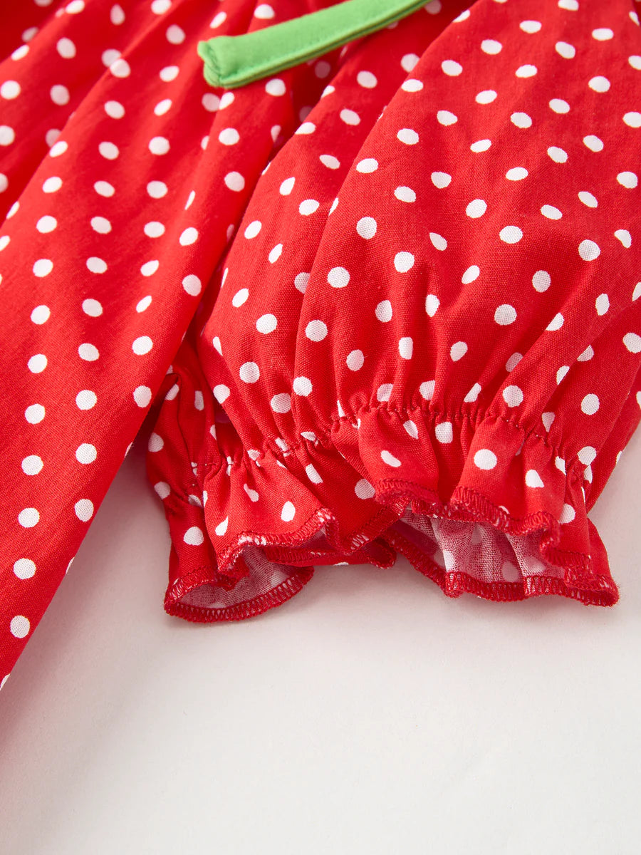 Christmas Cheer: Red Holiday Girls Dress with Cute Embroidery Childrens dress