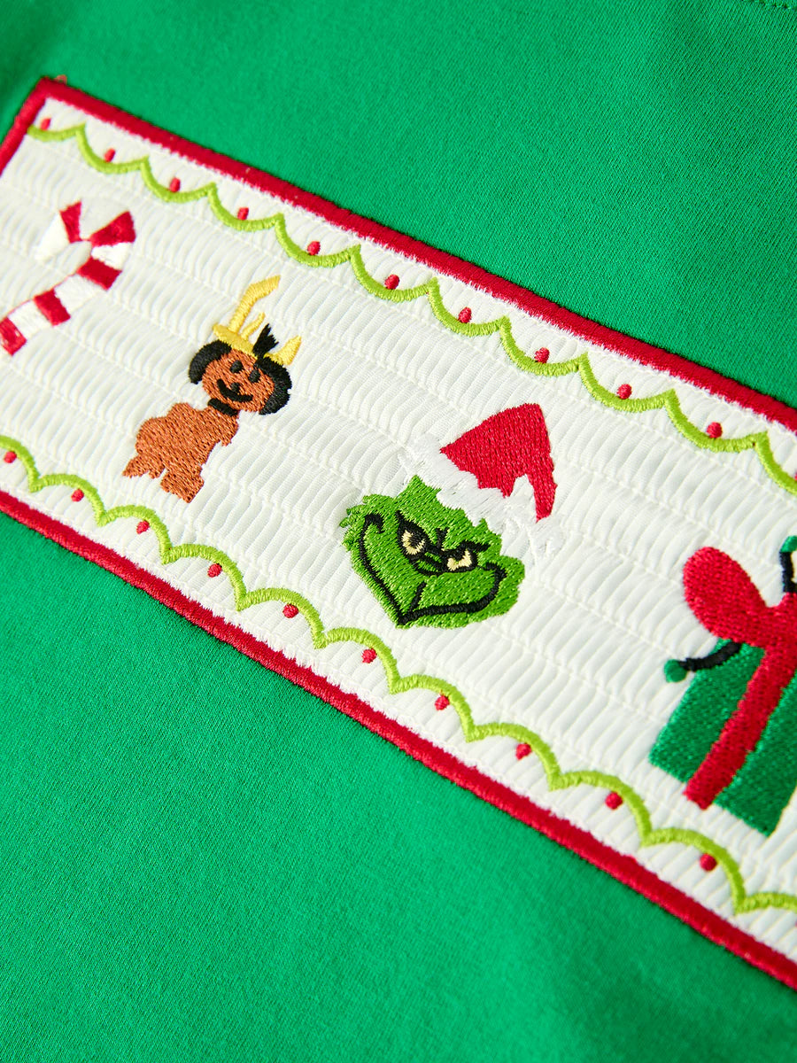 Christmas Character Candy Embroidery Baby Boy Romper