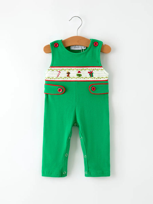 Christmas Character Candy Embroidery Baby Boy Romper