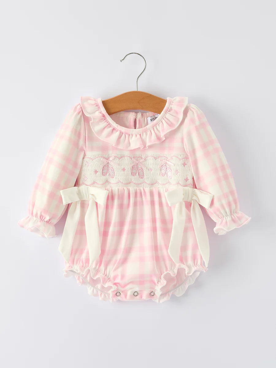 Pink Cute Bow Plaid Baby Romper: Soft and Comfortable baby romper