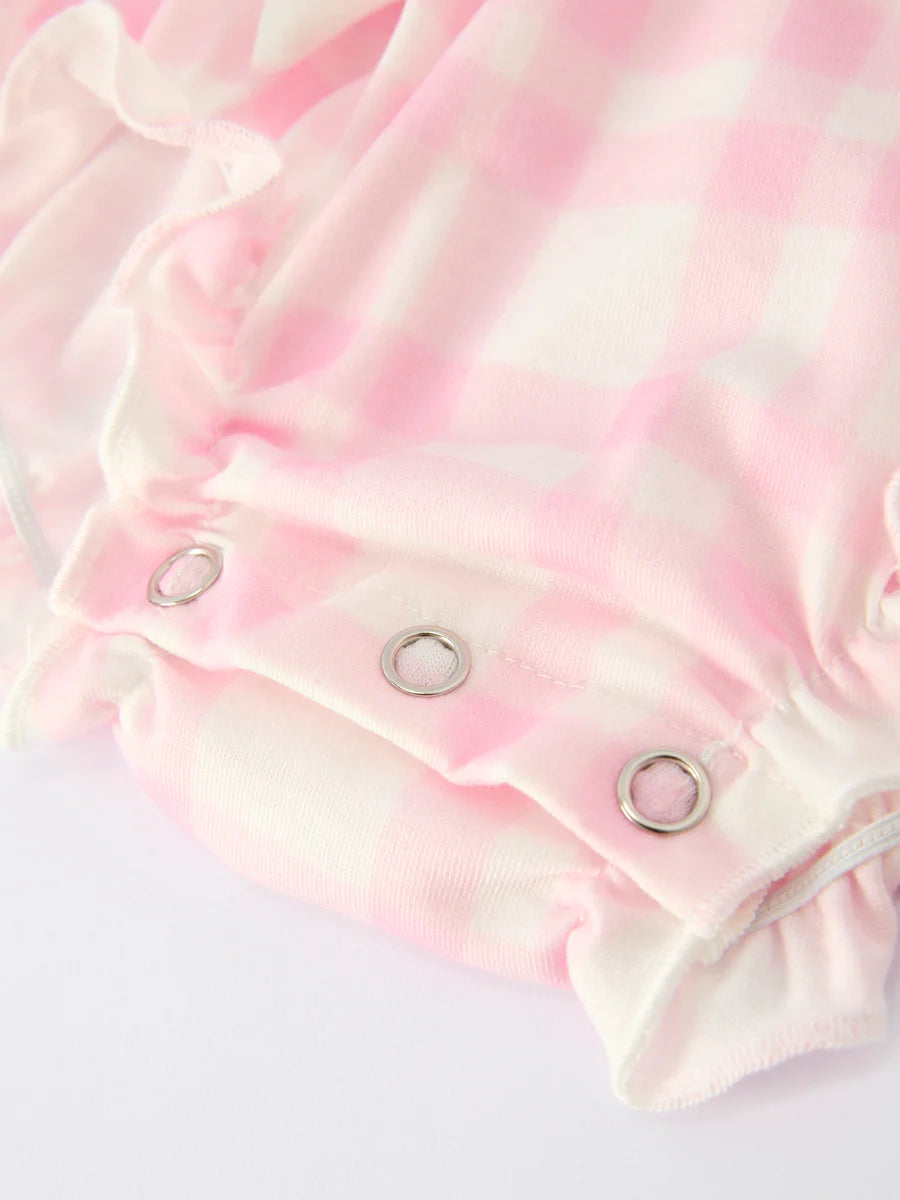 Pink Cute Bow Plaid Baby Romper: Soft and Comfortable baby romper