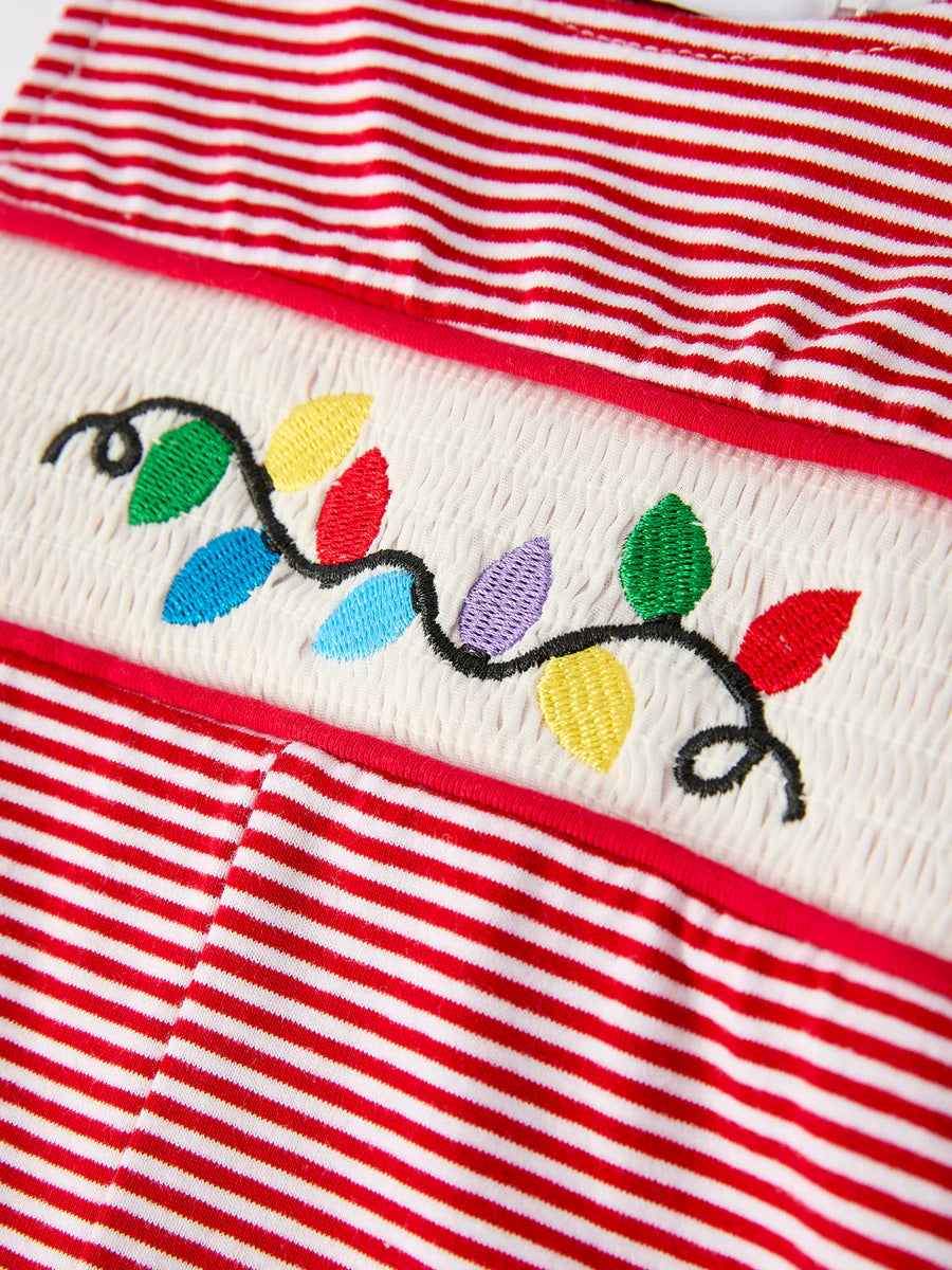 Holiday Baby Boy Romper with Embroidered Christmas Lights baby romper