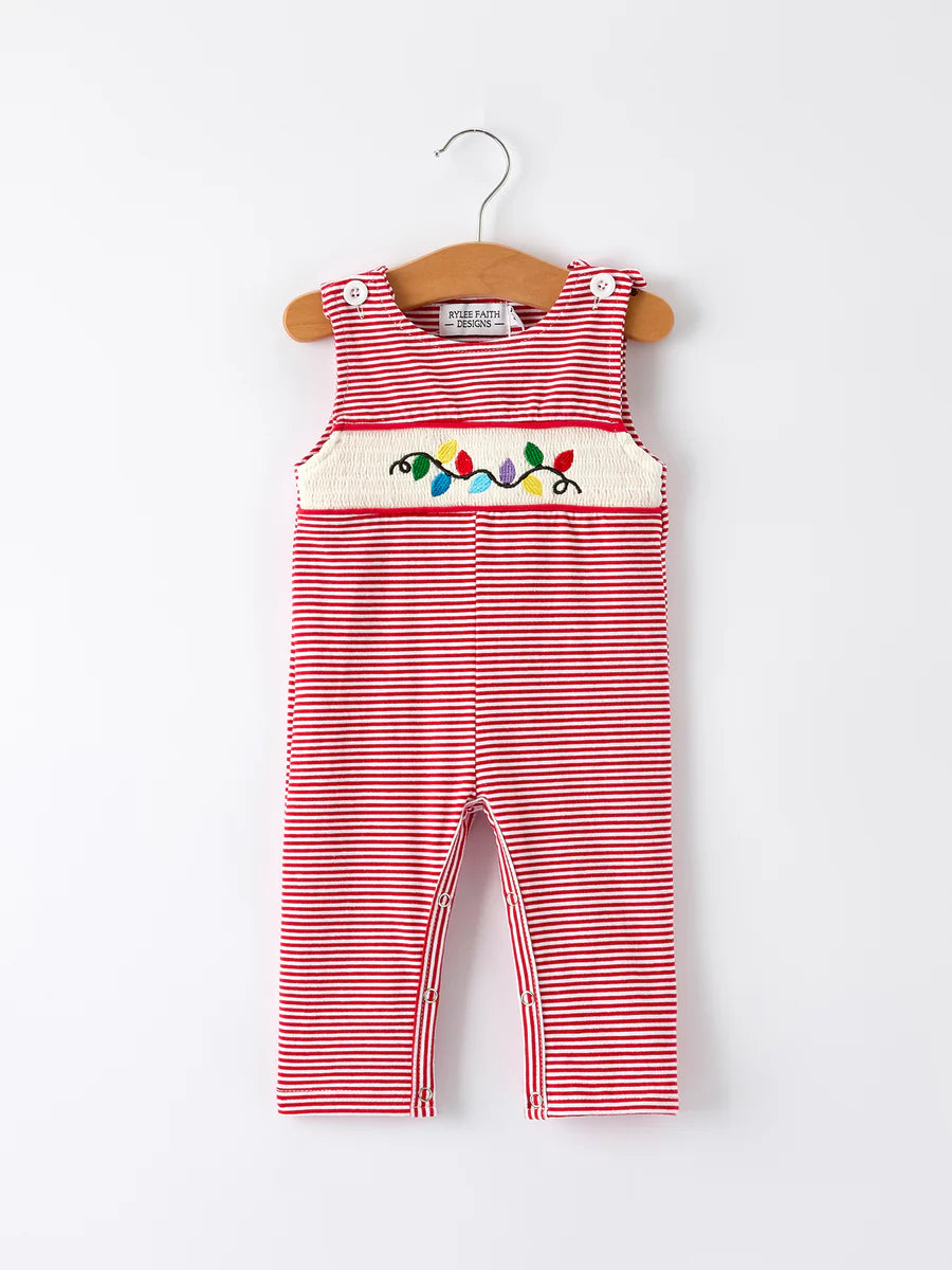 Holiday Baby Boy Romper with Embroidered Christmas Lights baby romper