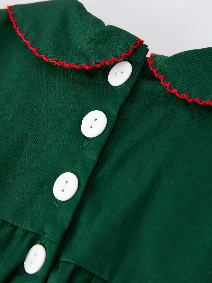 Baby Girls Holiday Outfit – Santa Bow Green Christmas Romper baby romper