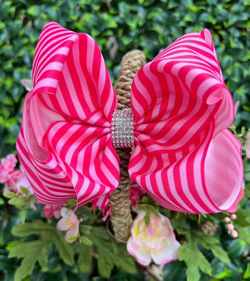 Multi-pink Stripe Double Layer Hairbow Hair Bow