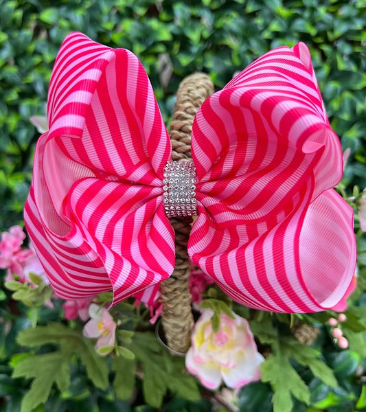 Multi-pink Stripe Double Layer Hairbow Hair Bow