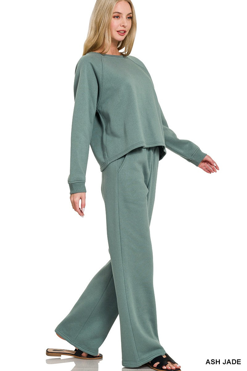 Zenana Fleece Raglan Sleeve Pullover & Sweatpants Set Clothing Set