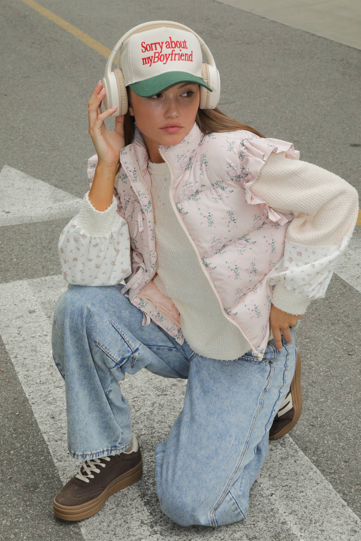 Front Bow Ruffle Sleeve Puffer Vest vest