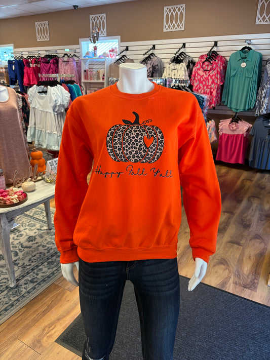 Happy Fall Y’all Orange Sweatshirt