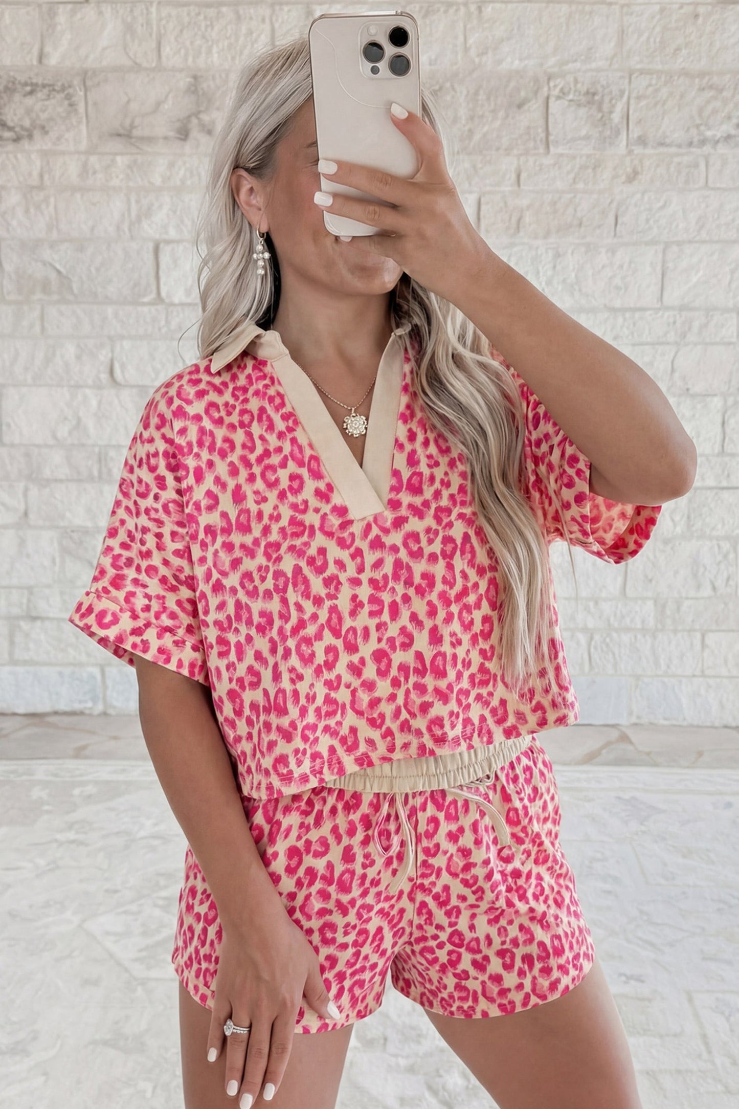 Leopard Luxe Two-Piece Lounge Set Clothing Set Rose