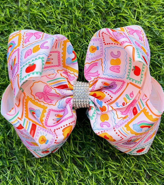 Abc, Bow, Light Bulb Back To School Printed Hair Bow Hair Bow