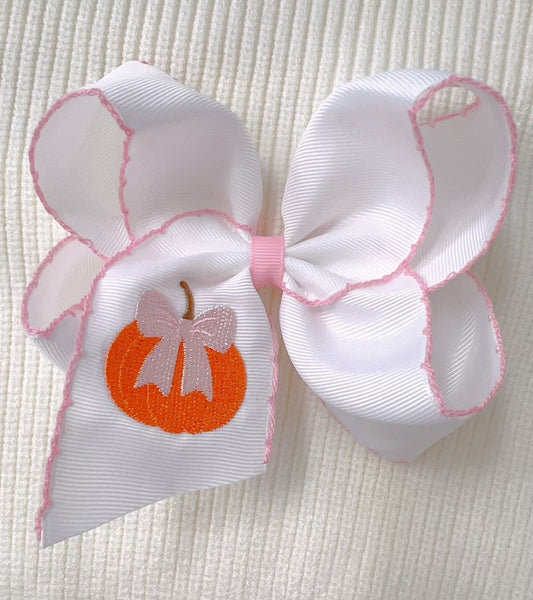 Embroidered Pumpkin Moon Stitch Hair Bows Hair Bow