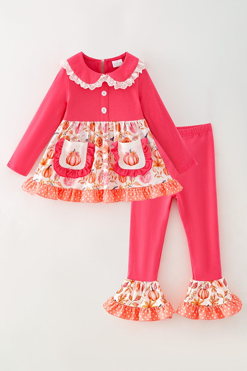 Fuchsia Pumpkin Printed Tunic & Pants girls