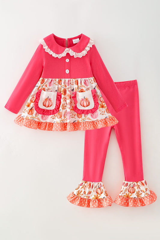 Fuchsia Pumpkin Printed Tunic & Pants girls