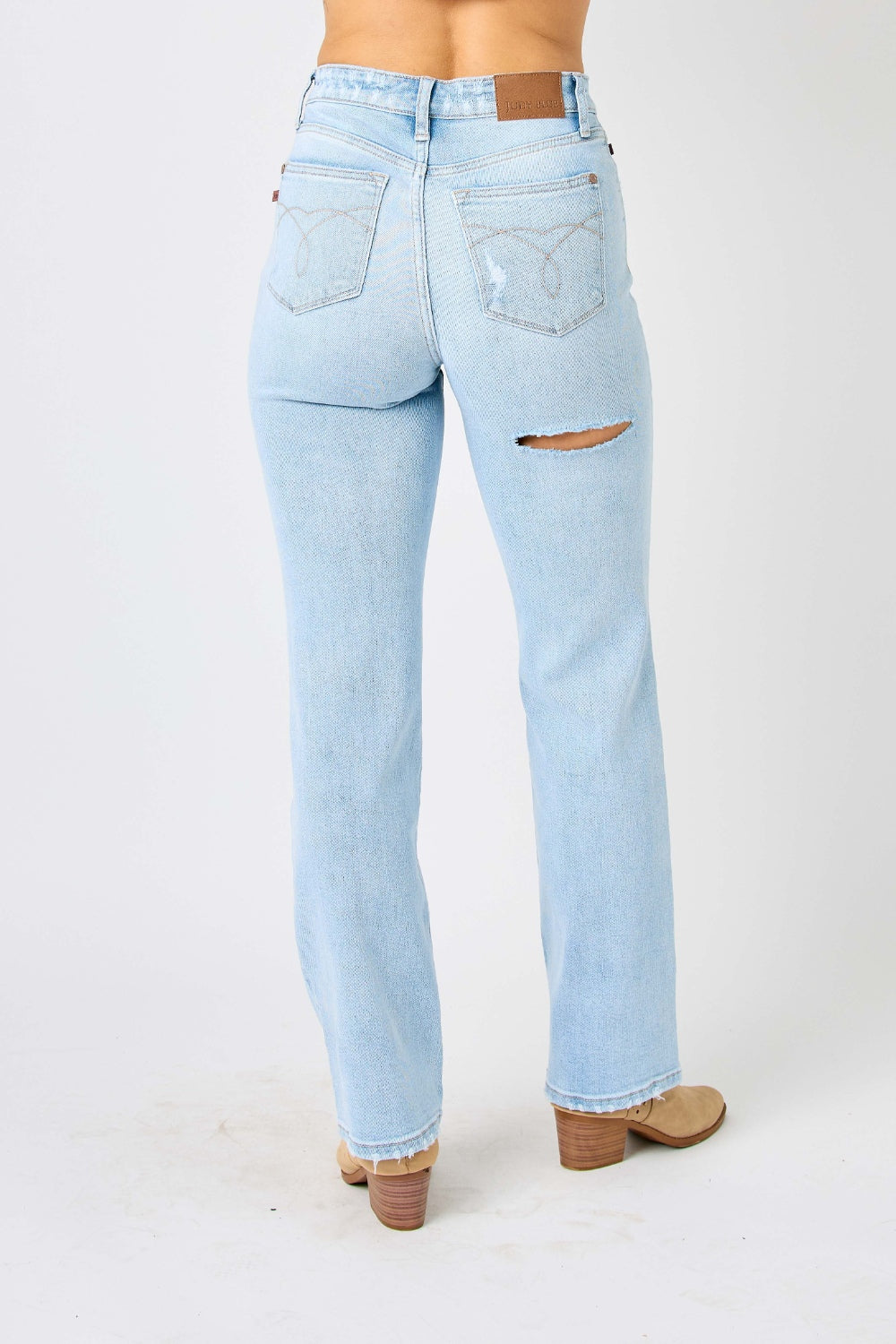 Judy Blue Full Size High Waist Distressed Straight Jeans - Moonlight Boutique