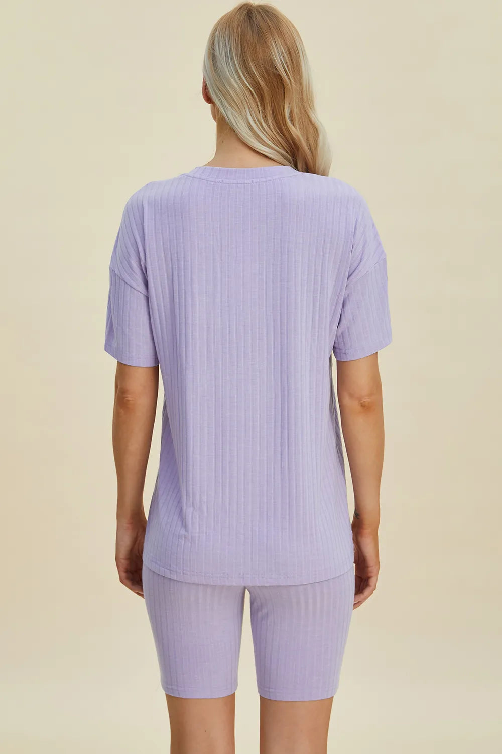 Basic Bae Full Size Ribbed V-Neck Short Sleeve Top and Shorts Set Clothing Set