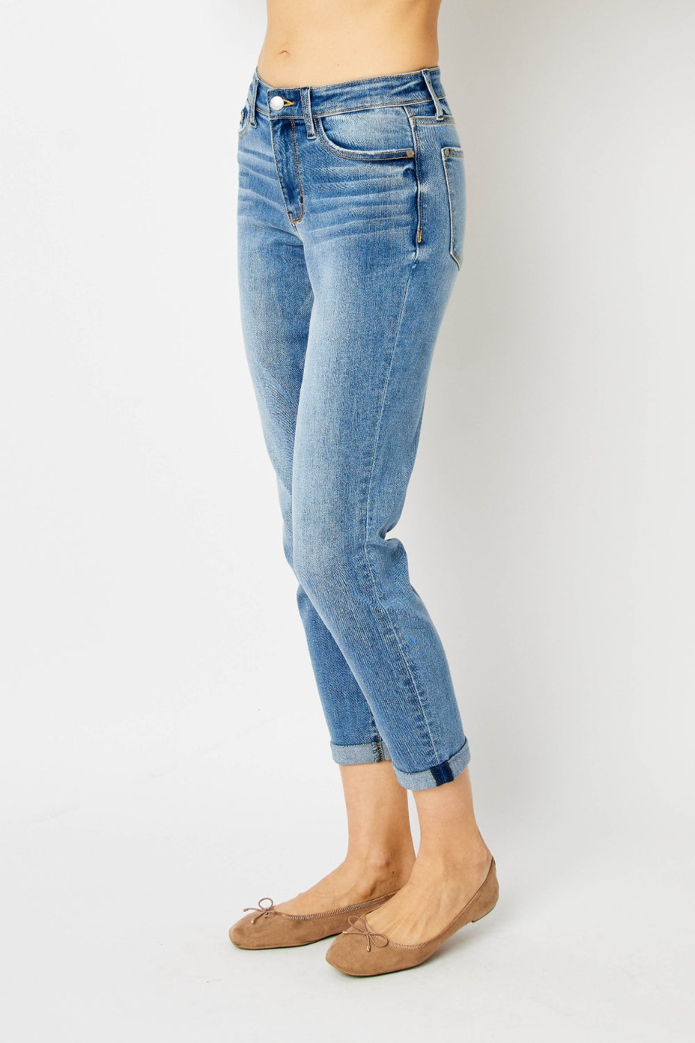 Judy Blue Full Size Cuffed Hem Slim Jeans - Moonlight Boutique