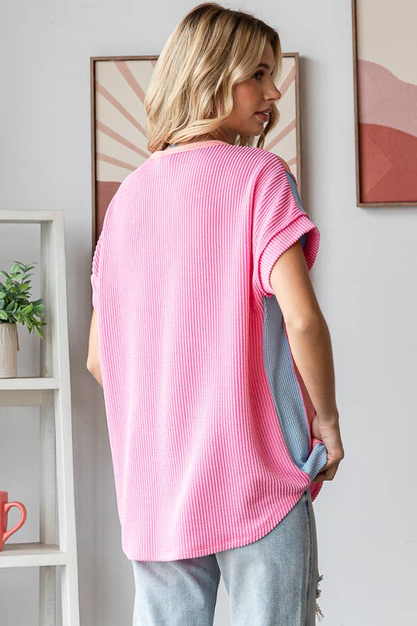 Sunset Stroll Colorblock Henley Top