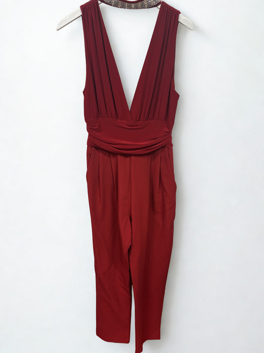 Forever Unique Embellished Red Jumpsuit