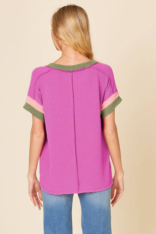 Bright Side Ribbed Colorblock Top
