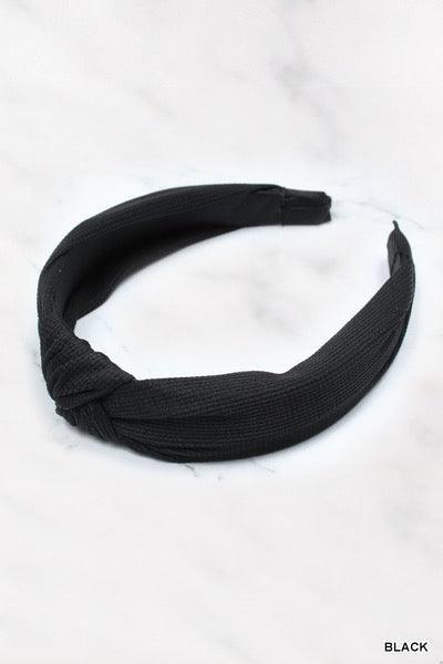 WAFFLE KNOTTED HEADBAND Black