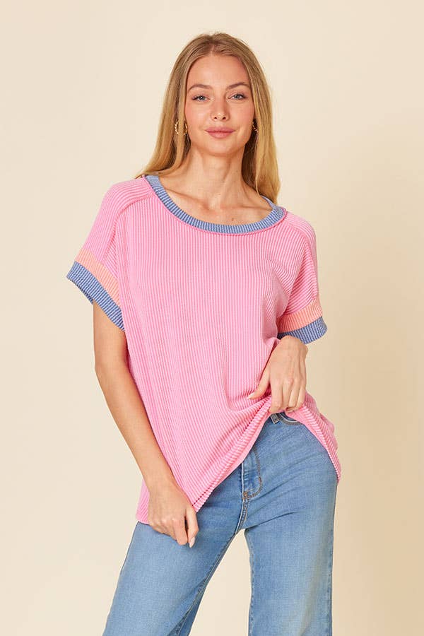 Bright Side Ribbed Colorblock Top