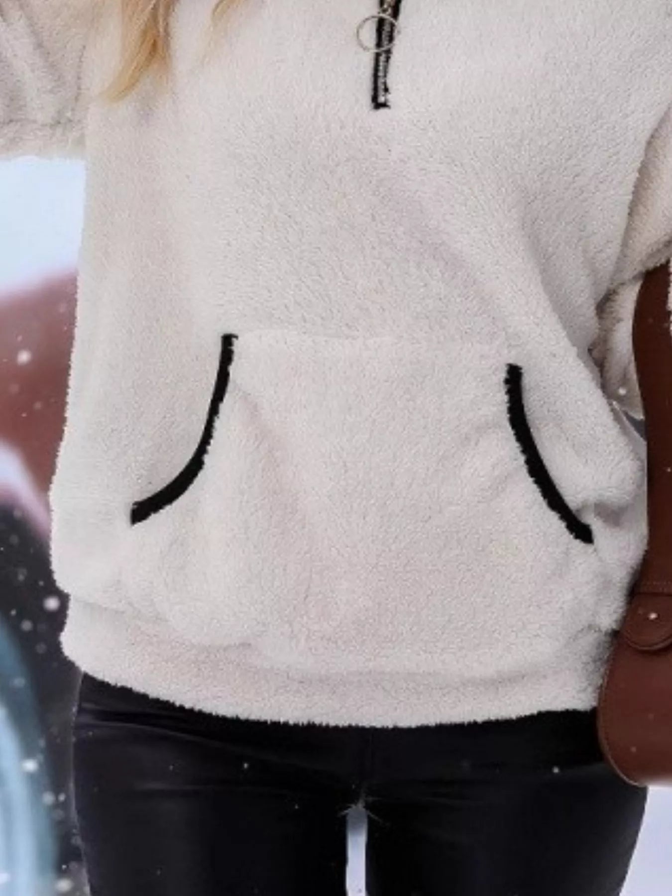 Full Size Cozy Fleece Quarter Zip Long Sleeve Sweatshirt Plus Size Sweatshirt