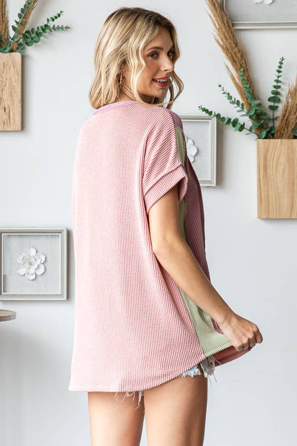 Sunset Stroll Colorblock Henley Top