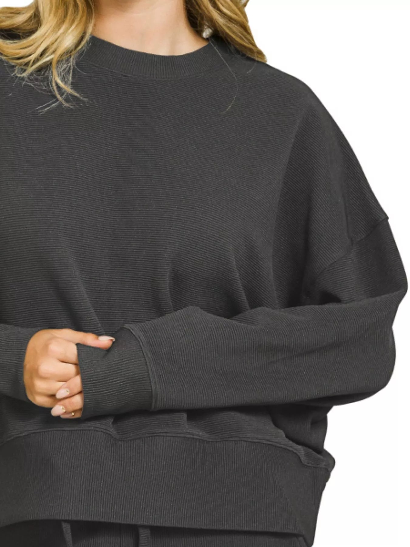 Zenana Ribbed Round Neck Pullover and Shorts Set Clothing Set