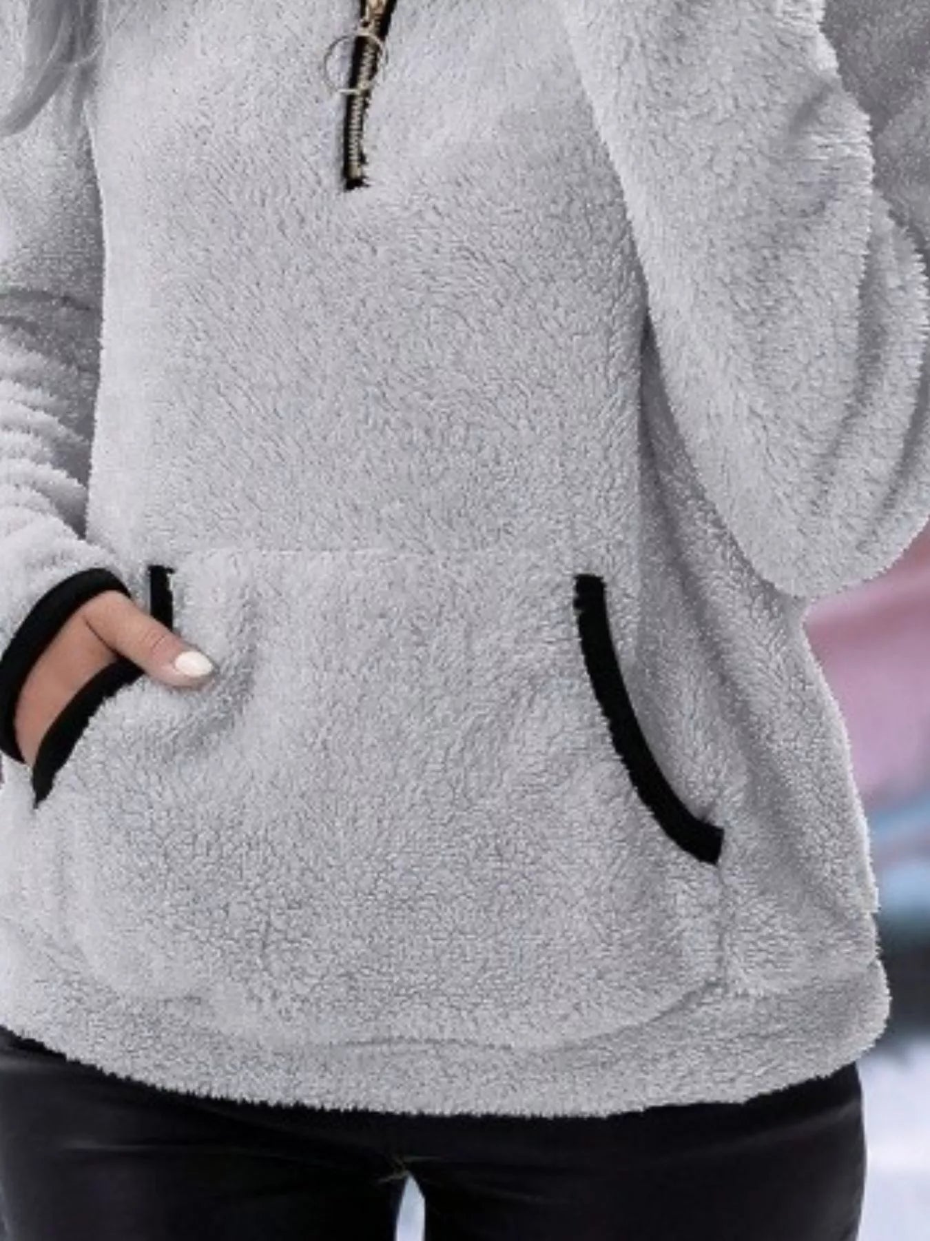 Full Size Cozy Fleece Quarter Zip Long Sleeve Sweatshirt Plus Size Sweatshirt
