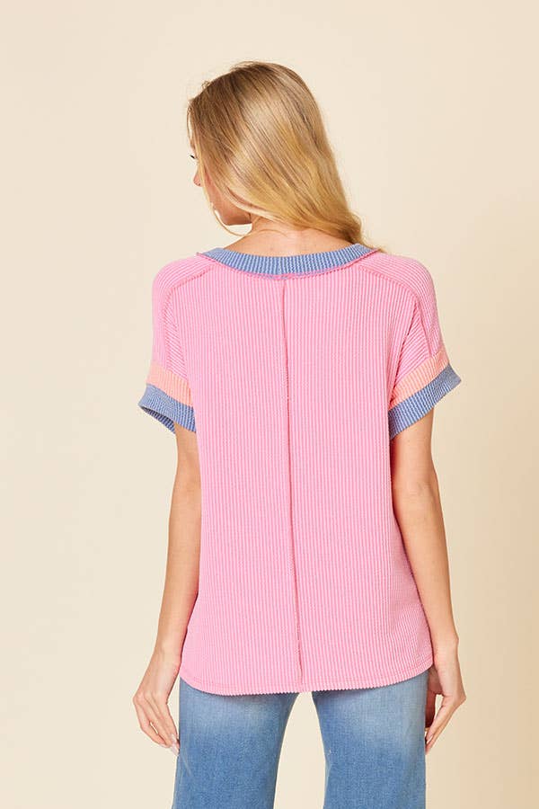 Bright Side Ribbed Colorblock Top