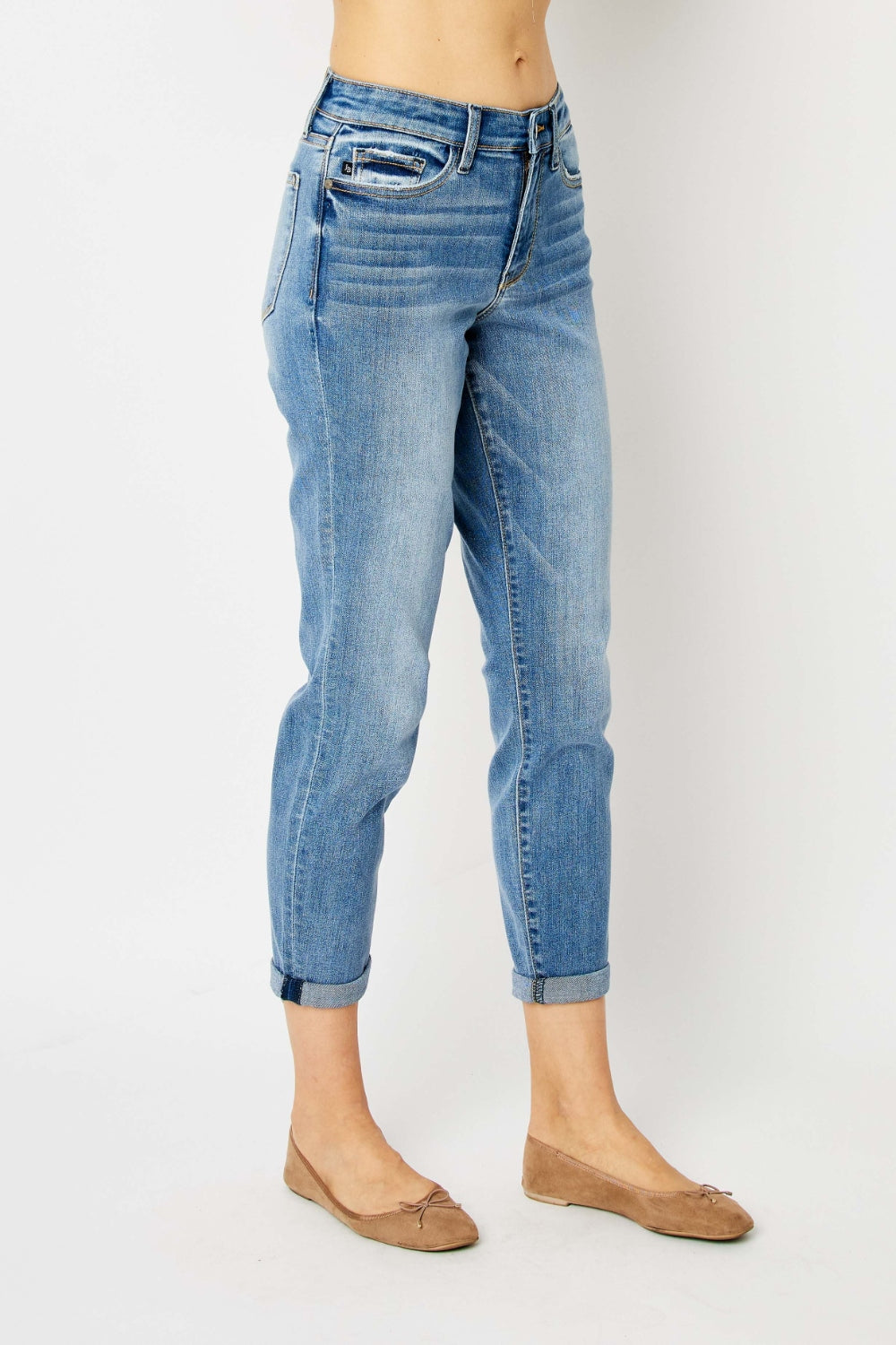 Judy Blue Full Size Cuffed Hem Slim Jeans - Moonlight Boutique