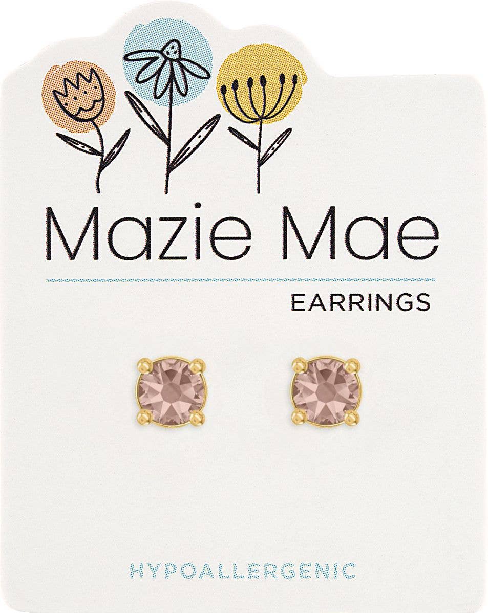Mazie Mae Earring: Gold Vintage Rose Solitaire Stud Earring Earrings