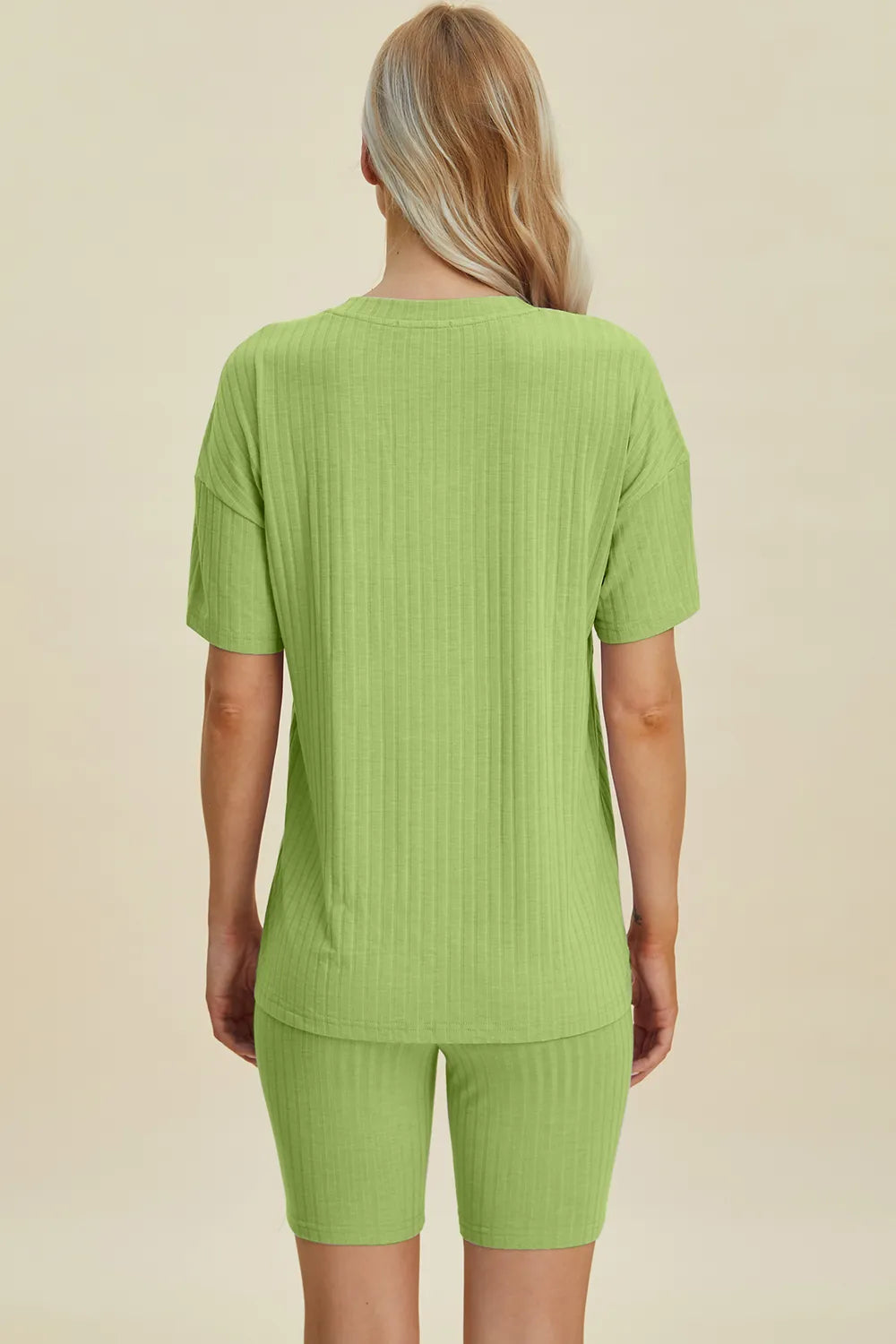 Basic Bae Full Size Ribbed V-Neck Short Sleeve Top and Shorts Set Clothing Set