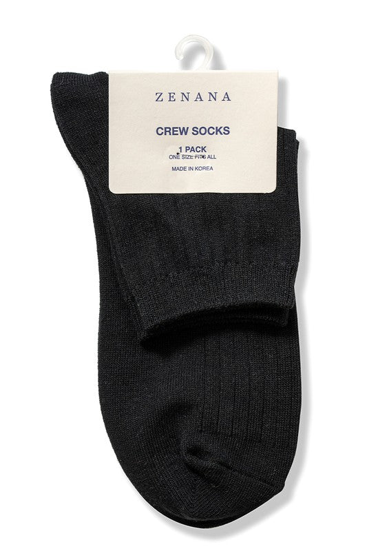 Zenana Cotton Crew Socks