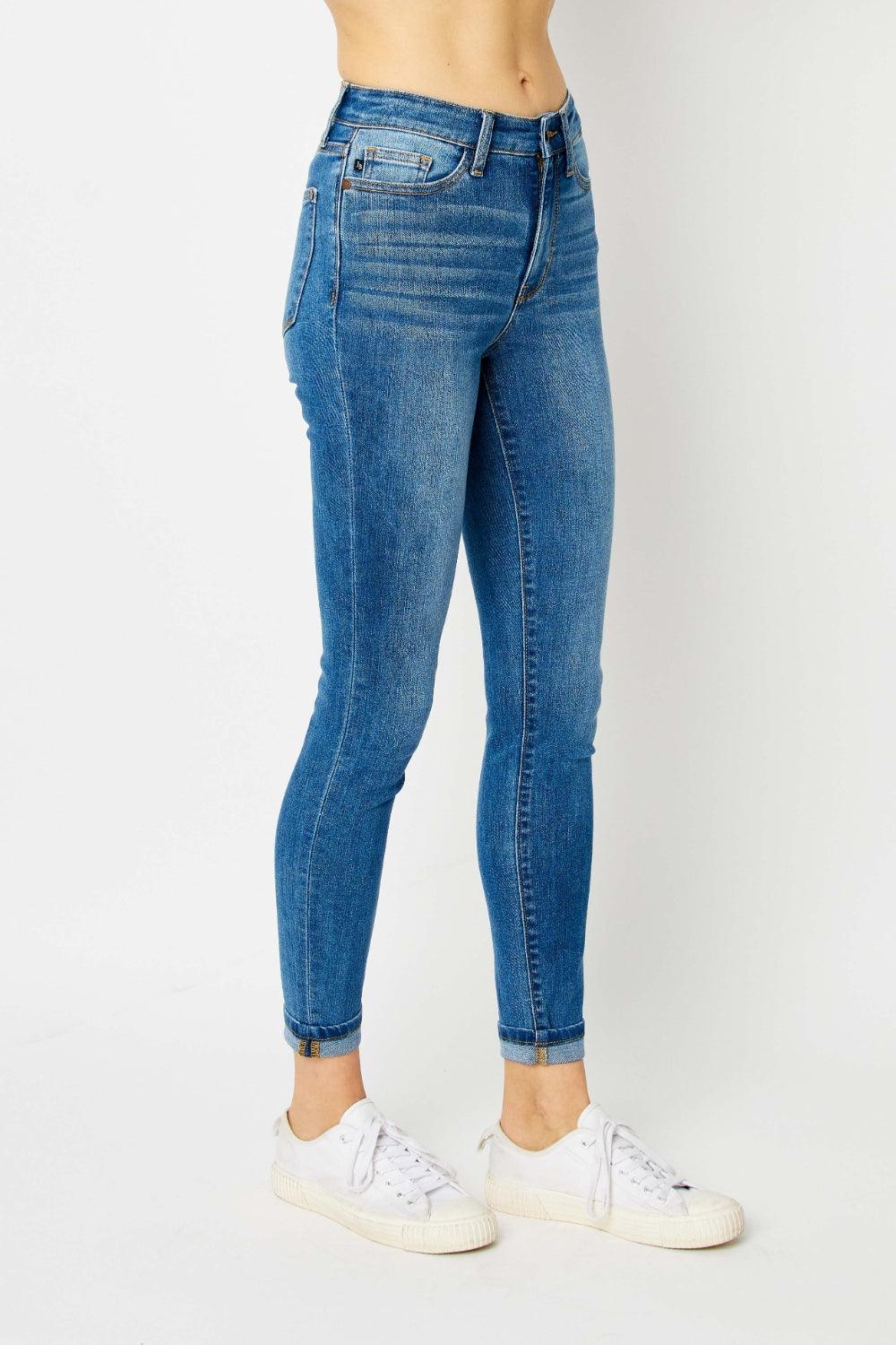 Judy Blue Full Size Cuffed Hem Skinny Jeans - Moonlight Boutique