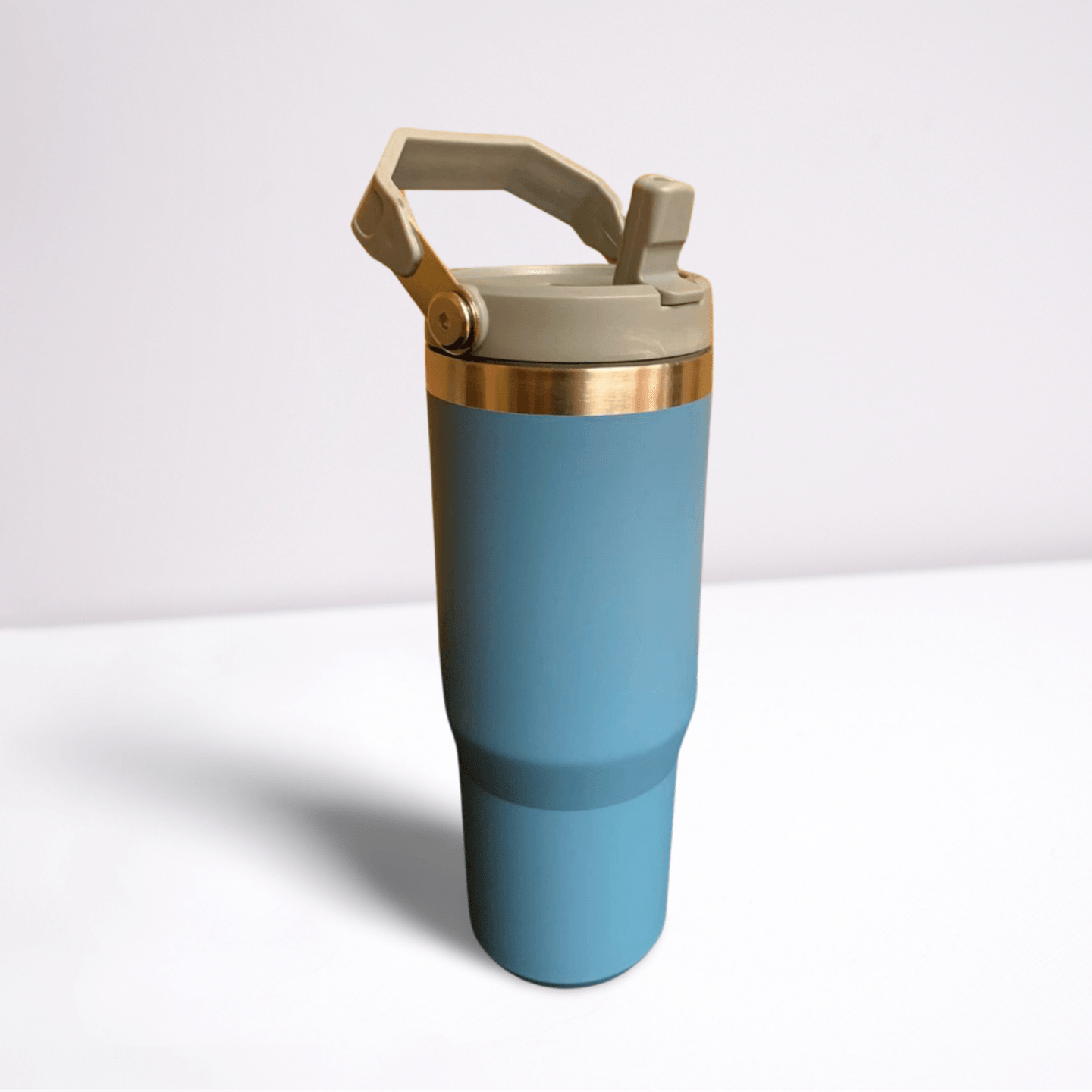 30OZ STAINLESS STEEL FLIP STRAW TUMBLER - BLUE GREY - Moonlight Boutique