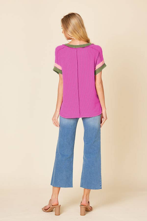 Bright Side Ribbed Colorblock Top