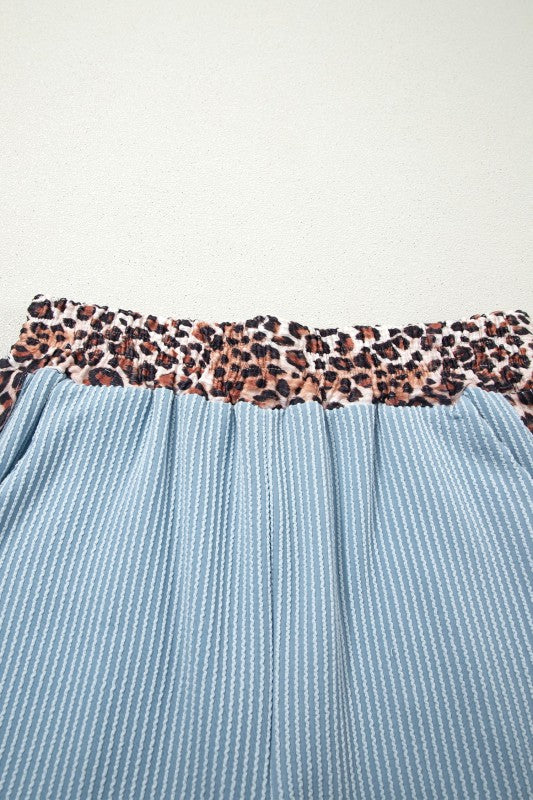 Leopard Trim Textured Lounge Set