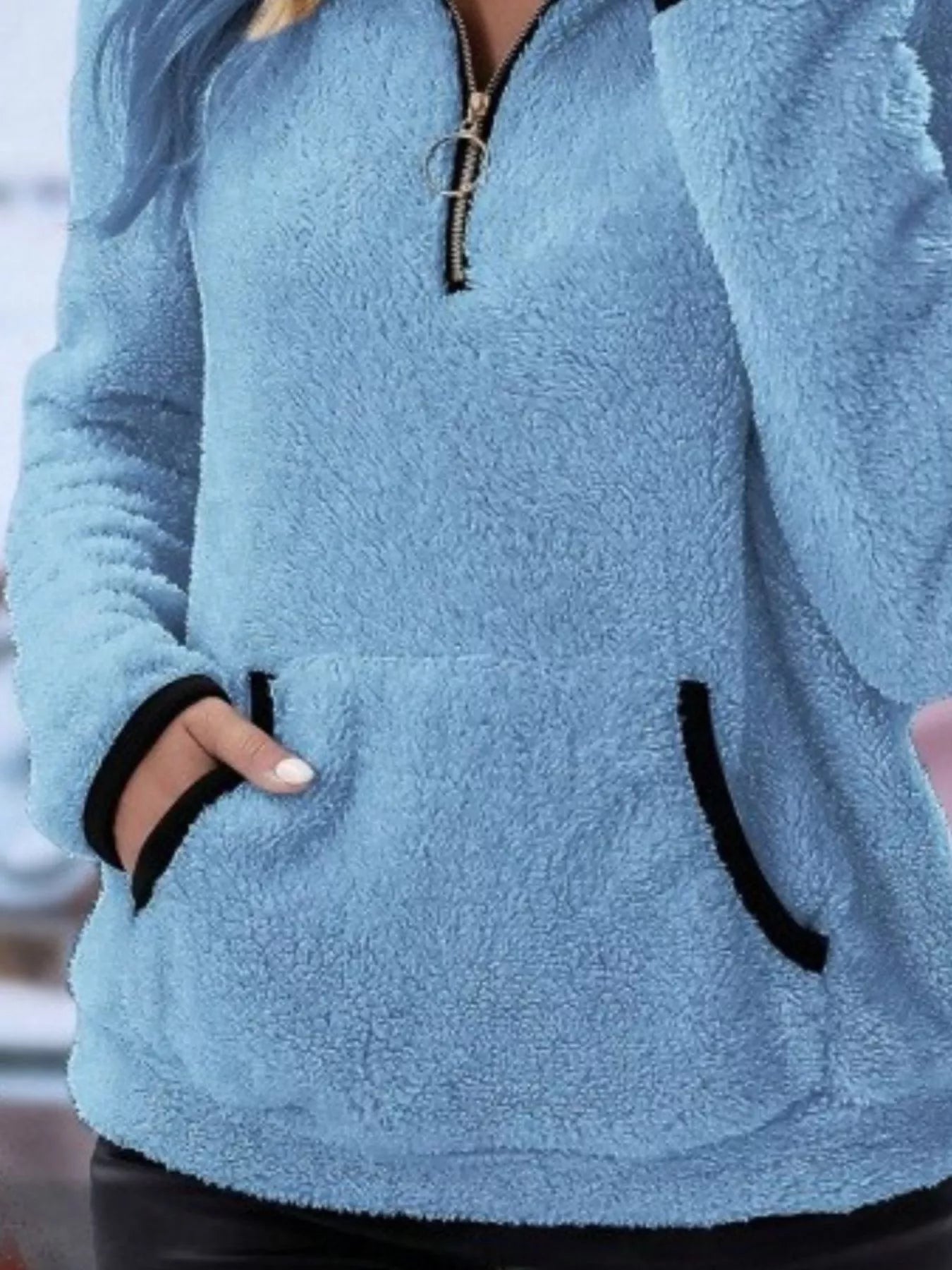 Full Size Cozy Fleece Quarter Zip Long Sleeve Sweatshirt Plus Size Sweatshirt