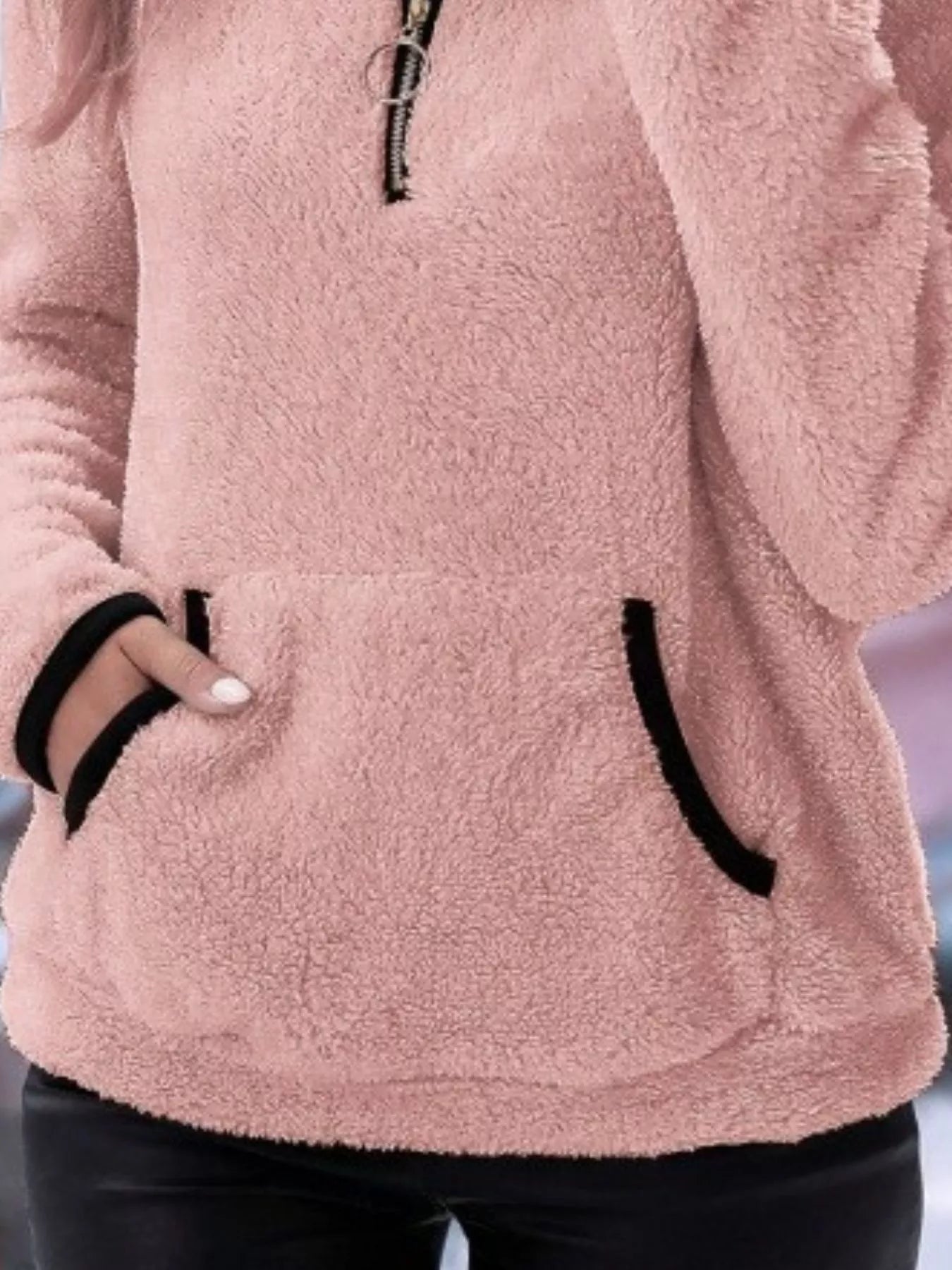 Full Size Cozy Fleece Quarter Zip Long Sleeve Sweatshirt Plus Size Sweatshirt