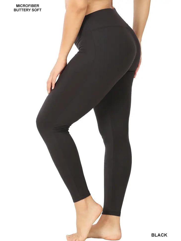 Plus Size Premium Microfiber Wide Waistband Leggings - Moonlight Boutique