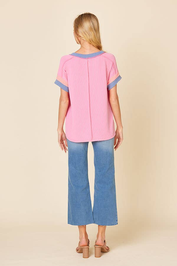 Bright Side Ribbed Colorblock Top