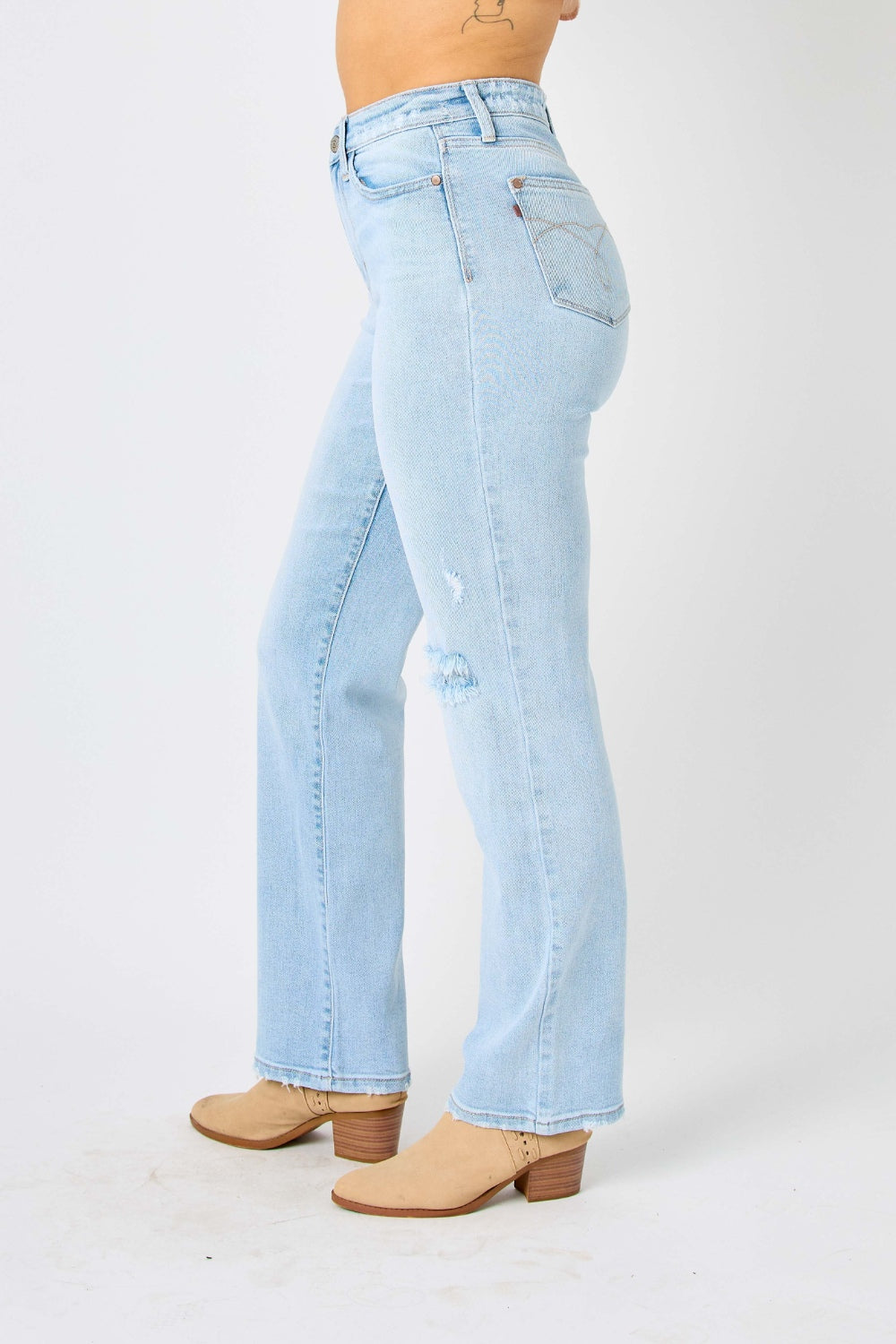 Judy Blue Full Size High Waist Distressed Straight Jeans - Moonlight Boutique