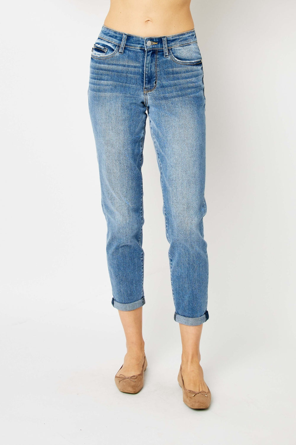 Judy Blue Full Size Cuffed Hem Slim Jeans - Moonlight Boutique